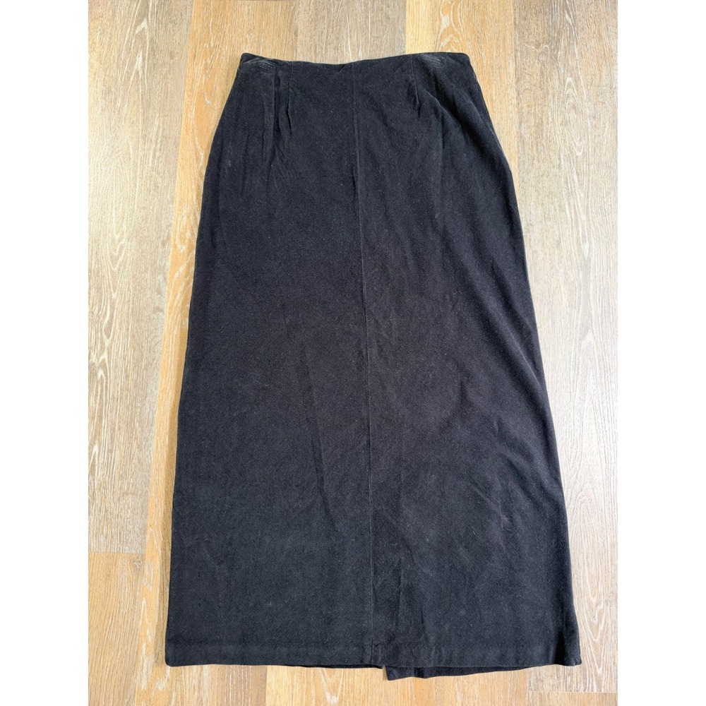 Eddie Bauer Maxi Skirt Womens 10 Black Corduroy High Waisted Back Vent